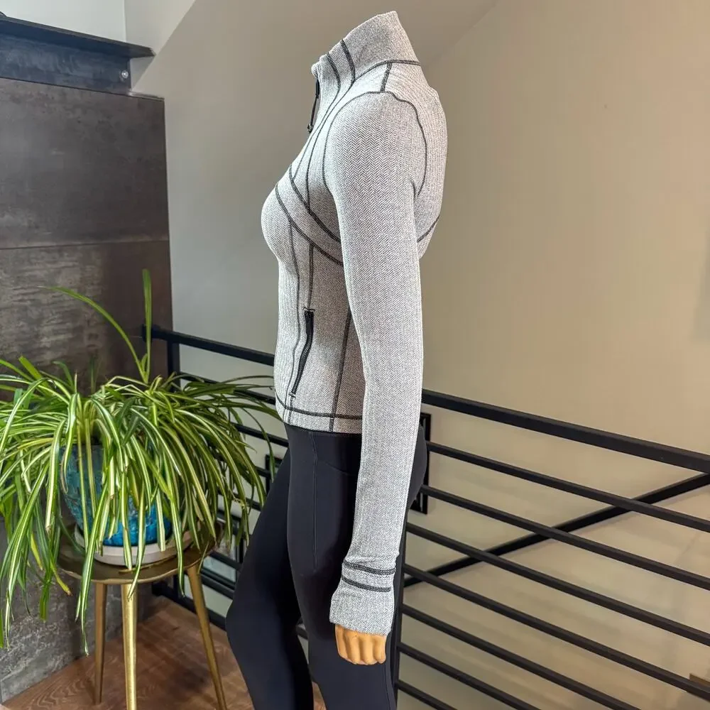Lululemon Define Jacket Heathered Herringbone Gray/Black Size 4, Style LW3JPMS
